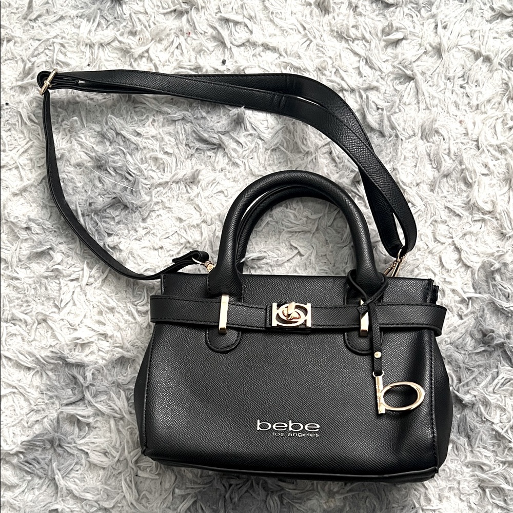 Bebe Black Purse with Gold Accents